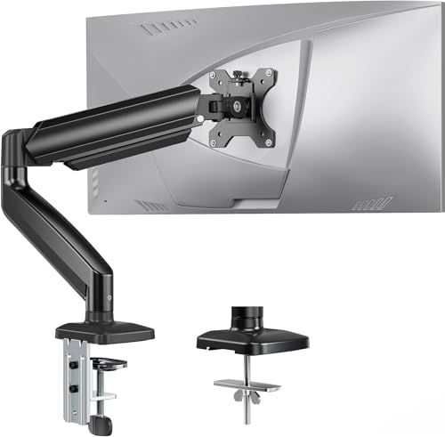 Image of ErGear Single Monitor Arm, Adjustable Monitor Mount for 17-49 inch Screens, Computer Monitor Stand with VESA Mount, C-Clamp & Grommet Base, Max Load 22 lbs, Max VESA 100x100mm, EGSS25B