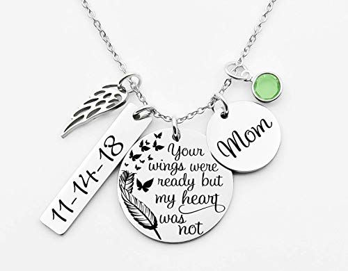 Memorial necklace with butterflies, sympathy gift, memorial gift, your wings were ready2