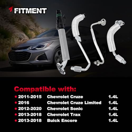 Image of 1.4L Turbo Oil Return Drain Line & Oil Feed Pipe Tube Compatible with 2011-2015 Chevy Cruze, 2012-2020 Sonic, 2013-2018 Trax, 2013-2018 Buick Encore, Turbocharger Line Replace# 667-023 55587854