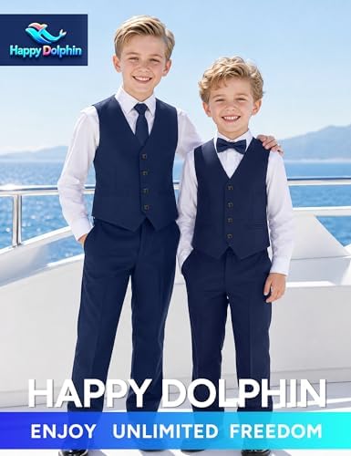 Happy Dolphin 조절 가능한 허리가 있는 남아용 정장 세트 | 3가지 핏 제공: 슬림, 레귤러, 허스키 — 사진 4