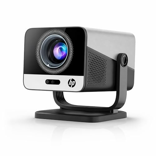Image of HP Smart Mini Projector with WiFi and Bluetooth, Short Throw Projector, Native 1080P Full HD, Official Licensed Apps, Auto Focus & Keystone, Portable Movie Projector for Bedroom & Outdoor