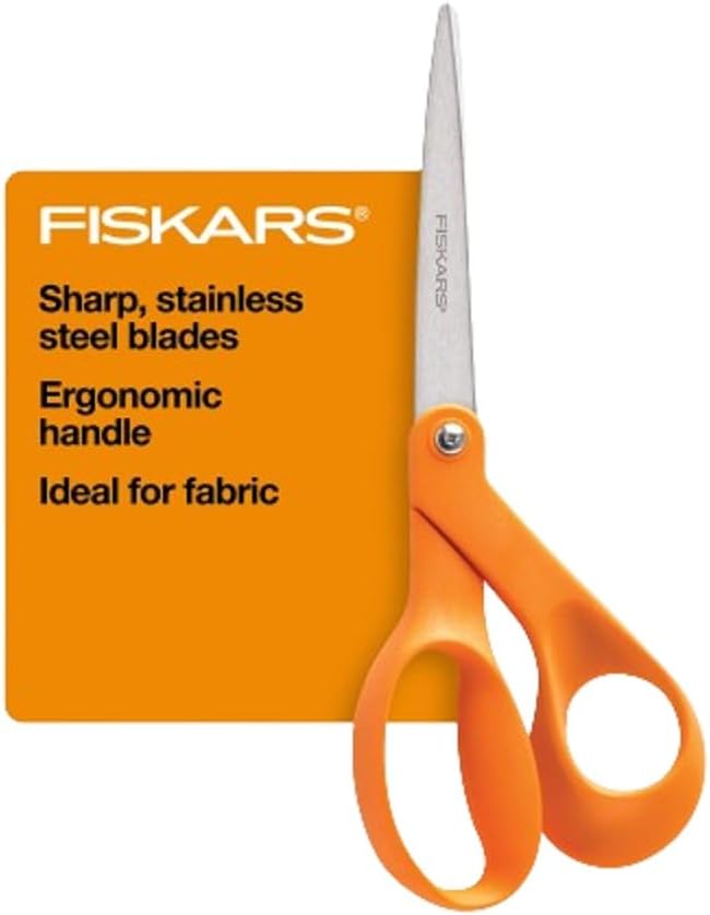Fiskars 8″ Original Orange-Handled Stainless Steel Scissors, Ergonomic and Keeps Material Flat, Sharp All-Purpose Paper and Fabric Scissors for Office, Arts, and Crafts Fiskars 8″ Original Orange-Handled Stainless Steel Scissors, Ergonomic and Keeps Material Flat, Sharp All-Purpose Paper and Fabric Scissors for Office, Arts, and Crafts
