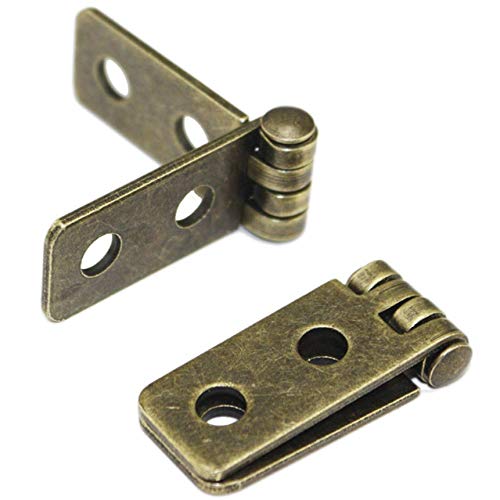 10 Pcs Folding Butt Hinges Antique Bronze Hinge Vintage Hardware With Screws For Doors Windows Cabinet Wooden Boxes Jewelry Case Chest Small Size (Open Length:2-1/4" Width:1/2") #TOP1