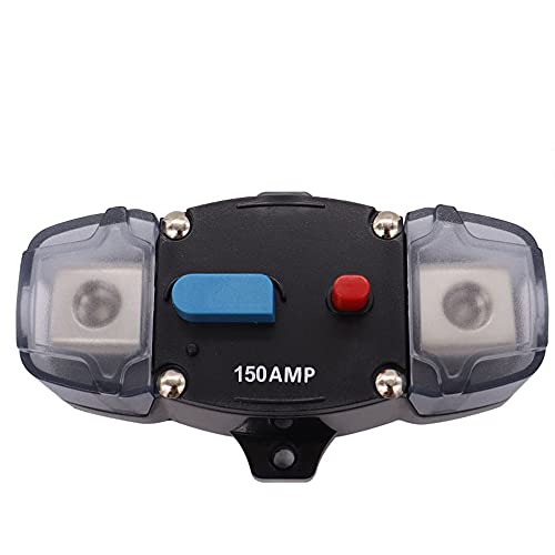 Disjoncteur Voiture,DC 12-48V calibre 0 ou 4 Disjoncteur Automatique Fusible Réinitialiser Protection,Automatique Bouton de Réinitialisation Manuelle pour Voiture Marine Bateaux (150 A) Cover