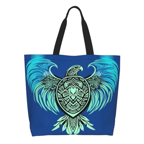 Intricate tribal-style eagle tattoo, blue feathers Full Print One-Shoulder Bag