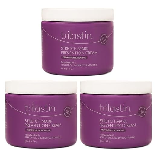 TriLASTIN Maternity Stretch Mark Prevention Cream (4oz) | Hypoallergenic and Paraben-Free | Pregnancy Must Haves | Stretch Mark Cream for Pregnancy | Scar and Stretch Mark Remover Cream (3 Pack)