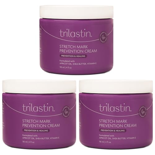 Image of TriLASTIN Stretch Mark Cream for Pregnancy – Hydrating Belly Cream for Pregnant Women- Shea Butter & Vitamin E, Paraben Free, No Added Fragrances - Maternity Body Lotion – 4 oz, 3 Pack