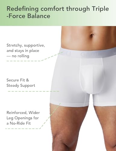 Men's Underwear Boxer Briefs, Soft Comfortable Underwear for Men with 3D Open Fly Pouch, Moisture Wicking, 3"2