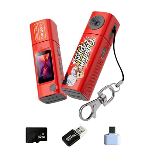 Caméra espion portable 2K porte-clés avec mémoire 32 Go et objectif rotatif