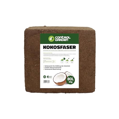 Control Garden Kokosfaser Substrat 5kg 80L | 100% Natürlicher Dünger für Gärten, Terrarien und Anbau | Biologisch abbaubares Samen-Substrat