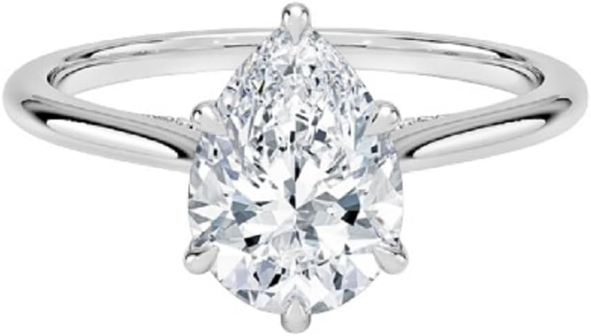 1CT-5CT Pear Cut IGI certified Lab Grown Diamond Ring VVS1-2 10K 14K 18K Solid Gold Lab Grown Diamond Engagement Ring Wedding Bridal Ring Anniversary Christmas Gift For Her (E-F Color)