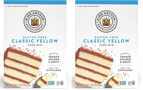 King Arthur, Gluten-Free Yellow Cake Mix, Gluten-Free, Non-GMO Project Verified, Certified Kosher, Non-Dairy, 22 Ounces (Pack of 2)
