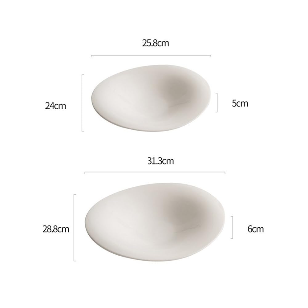 Talerze Obiadowe Gruby biały ceramiczny talerz do serwowania - sałatka z sushi, makaron, zupa(25.8cm)