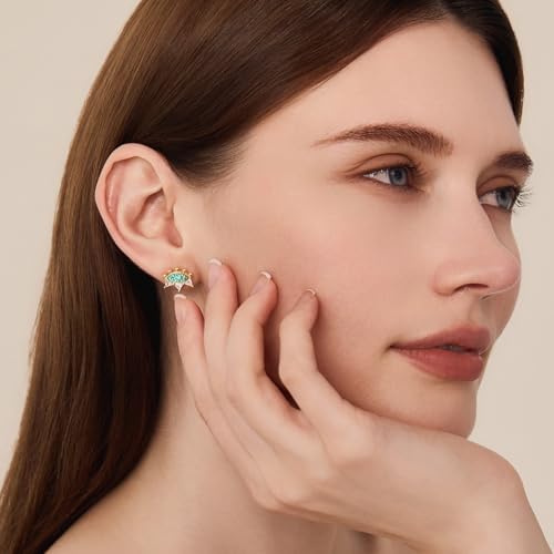 Cicy Bell Womens 18k Gold Plated Brass Stud Earrings Evil Eye Crown Trendy Cubic Zirconia Opal Dainty Flat Back Earrings Jewelry Gifts for Friends4
