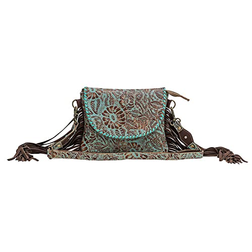 Myra Bag Western Leather Crossbody Bag for Women - Upcycled Canvas Shoulder Bag with Tassels Pecos