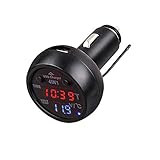 4in1 Car Calendar Datetime Clock Display,Digital Thermometer,Battery Monitor Voltmeter,2.1A Car Mounted Usb Charger (12V Use)