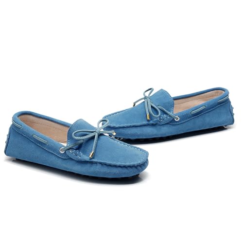 Image of ANUFER Women's Classic Suede Penny Loafers Comfort Handmade Slipper Moccasins