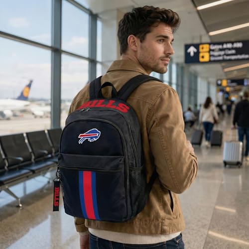 Image of NFL Buffalo Bills Backpack - Triple Stripe Wordmark Design with Keychain