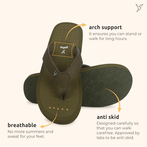 Image of YOHO ArchFlex orthopedic slippers for men | Arch support for pain relief | Soft, Anti-Skid, lightweight | comfortable padded straps flip flops for Everyday