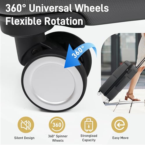 Image of 6 Pcs ABS Hardshell Luggage Sets Spinner Wheel Suitcase Lock Suitcases Charcoal