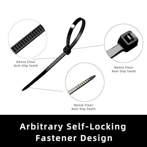 Image of Zip Ties 8 inch, 1000 Pack Black Zip Ties, Self-Locking Nylon Cable Ties with 40 lbs Tensile Strength,Wire Ties for indoor and outdoor use.