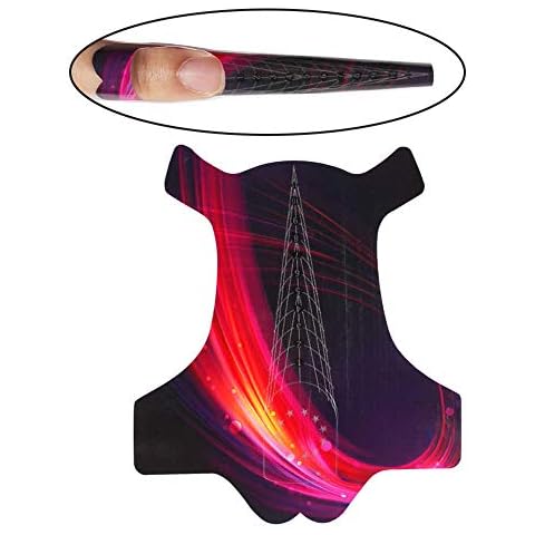 BeautyLeader 100Pcs Nail Forms System for UV Gel Acrylic Nail Tips Extension Sharp Ending Adhesive Nail Polish Form Sticker (Red) Cover