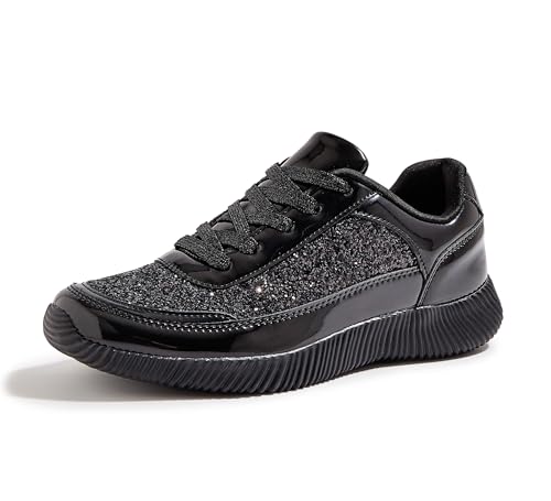 Image of BELOS Women's Glitter Shoes Sparkly Lightweight Metallic Sequins Tennis Shoes Casual Retro Braided Walking Shoes