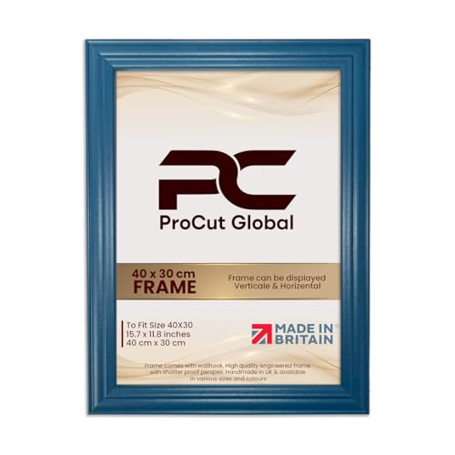 Procut Global 40x30CM Navy Blue Picture Frames - Classic Wooden Photo Frame with Shatterproof Perspex for Wall or Tabletop - Perfect for Posters, Certificates & Prints - Sizes & Colors Available