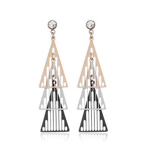 Preisvergleich Produktbild Cyjershi OhrringTitan Stahl Hohle Mehrschichtige Dreieck Ohrringe Gesicht Dünne Ohrringe Atmosphäre Nicht Stereo Beauty Ohrringe Hypoallergen, Geschenk Verblassen