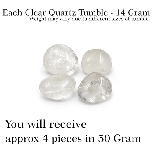 Image of Clear-Quartz Tumble Stone | 50 gm Tumbled Gemstones | Reiki Healing Stones | Home Decor Pebbles | Aquarium Gravel | Garden & Table Decor