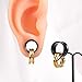 LADEMAYH Street-Chic Ear Plugs Tunnels Gauges, Stylish Two Stacked Rings Design, Hypoallergenic 316L Stainless Steel Gauge Earrings, Fashion Ear Piercing Jewelry for Women & Mens(Black Tunnels+Gold Rings,06mm=2g)