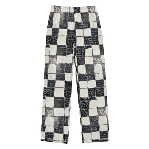 Boys' Pants Black White Checkered Snake Scales Long Bottoms Jogger Pants Elastic Waist Trousers with Pockets S-XL