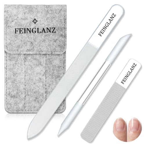 Geiserailie Set de 3 Piezas Limas de Cristal para Uñas Lima Pulidora de Cristal Palito de Manicura Precisión con Acabado Liso Set con Estuche de Fieltro