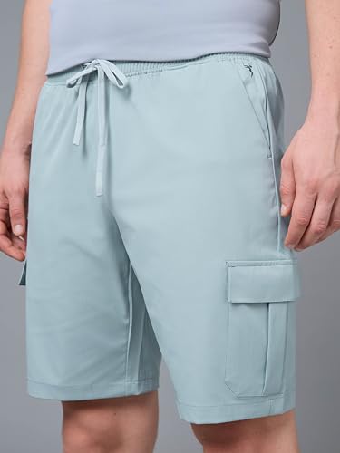 Image of TECHNOSPORT Men's Solid Slim Fit Sports Shorts TS Flexi Quick Dry Polyester Drawstring with Pockets UPF50+ for Gym Running Workout Anti Odour