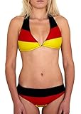 Princesa Carioca Brasil Damen Bikini 2-Teiler Set Top und Hose WM-Bikini Deutschland Farben: Schwarz Rot Gold Deutschland Bikini (L(42/44))