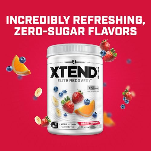 Image of Xtend Original BCAA Powder, 7g BCAAs and 2.5g L-Glutamine for Muscle Recovery Hydration and Lean Muscle, Sugar Free Intra and Post Workout Drink with Electrolytes, Knockout Fruit Punch, 30 Servings