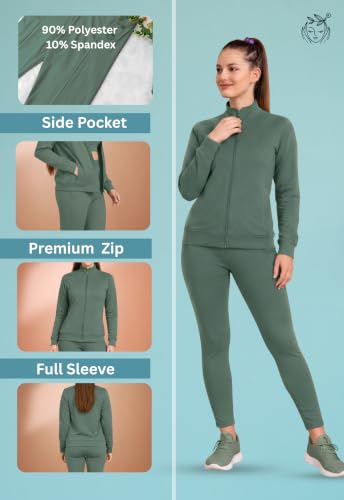 Image of Women 3 Piece Gym Workout Set | Sports Bra, Zip-Up Jacket & High Waist Leggings | Stretchable Yoga Activewear Co-Ord Set for Women | Fitness Gym Tracksuit