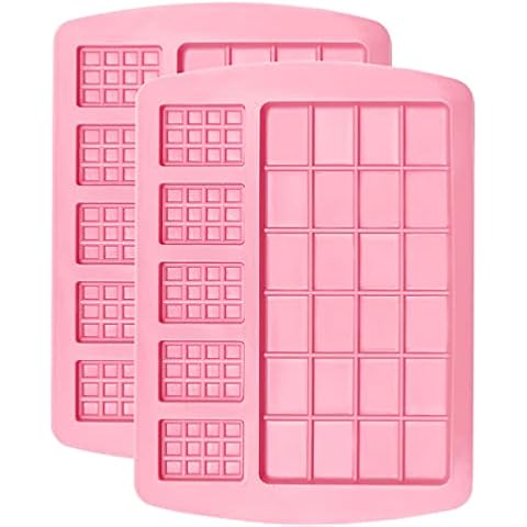 Bakecat 2 Pcs Chocolate Bar Mould, Mini Chocolate Silicone Moulds, Snap Bar Mould Suitable for Candy, Chocolate and Wax Melts,Pink Cover