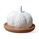 Plant Therapy Pumpkin Passive Diffuser for Fall, Porous, Unglazed Pumpkin & Natural Beech Wood Base, Add Essential Oils for a Soft Scent, Fun & Cheerful Holiday Décor