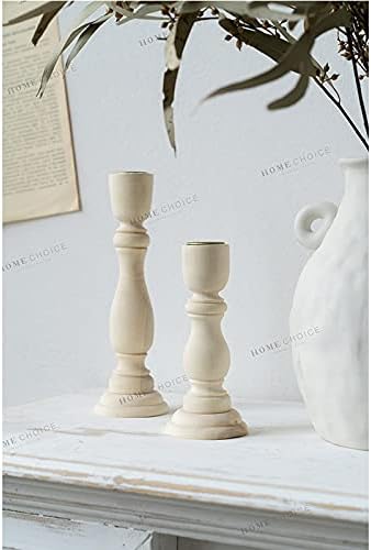 Miniatura 6 de Juego de 3 portavelas de madera, candelabros de madera sin terminar para velas cónicas, centros de mesa para decoración rústica de boda, fiesta,