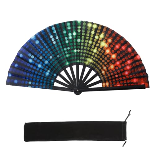 LfrXtra Ventilador Decorativo Elegante Ventilador Mano con Mano para Hombres Y Mujeres Incluye Práctica Bolsa Transporte Y Correa