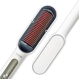【特許取得コーム採用＆高濃度マイナスイオン搭載】eairpo ヒートブラシ ヘアアイロン ストレートアイロン 潤いキープ 痛まない ツヤ髪 さらさら 時短 簡単ストレート やけど防止 120℃〜200℃温度調整 急速加熱 30分自動電源オフ 静電気防止 海外対応 初心者向け ホワイト