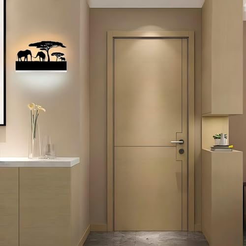 Image of Wall Sconce lamp, LED Wall Mounted Light Indoor Wall Light with Cartoon Animal Pattern Design, Metal Acrylic Wall Lighting for Living Room Bedroom Hallway 3000K Warm Light, 12W (Elephant)