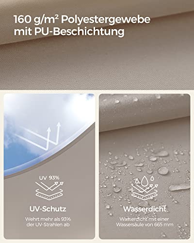 SONGMICS Sonnensegel, 2 x 3 m, wasserabweisend, Wassersäule 665 mm, reißfestes Polyester, UV-Schutz 93%, Terrasse, Garten, Balkon, rechteckig, 2 m Seile, Taupe GSH23TP 3