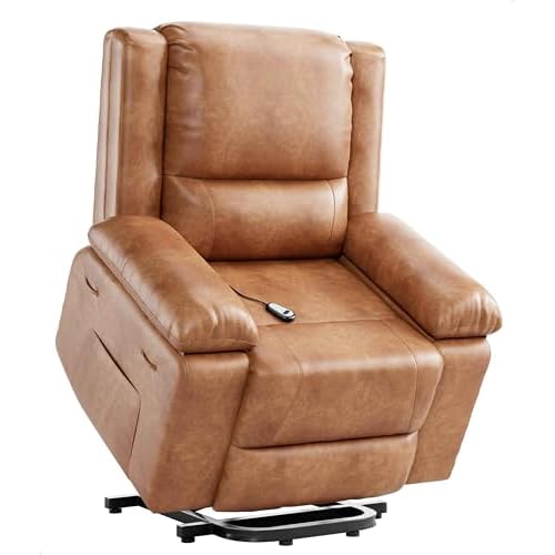 Garvee Electric Lift Recliner Chair - Heat and Massage, PU Leather Power Lift Recliner for Elderly & Mobility Impaired, Adjustable Back and Legs, Heav