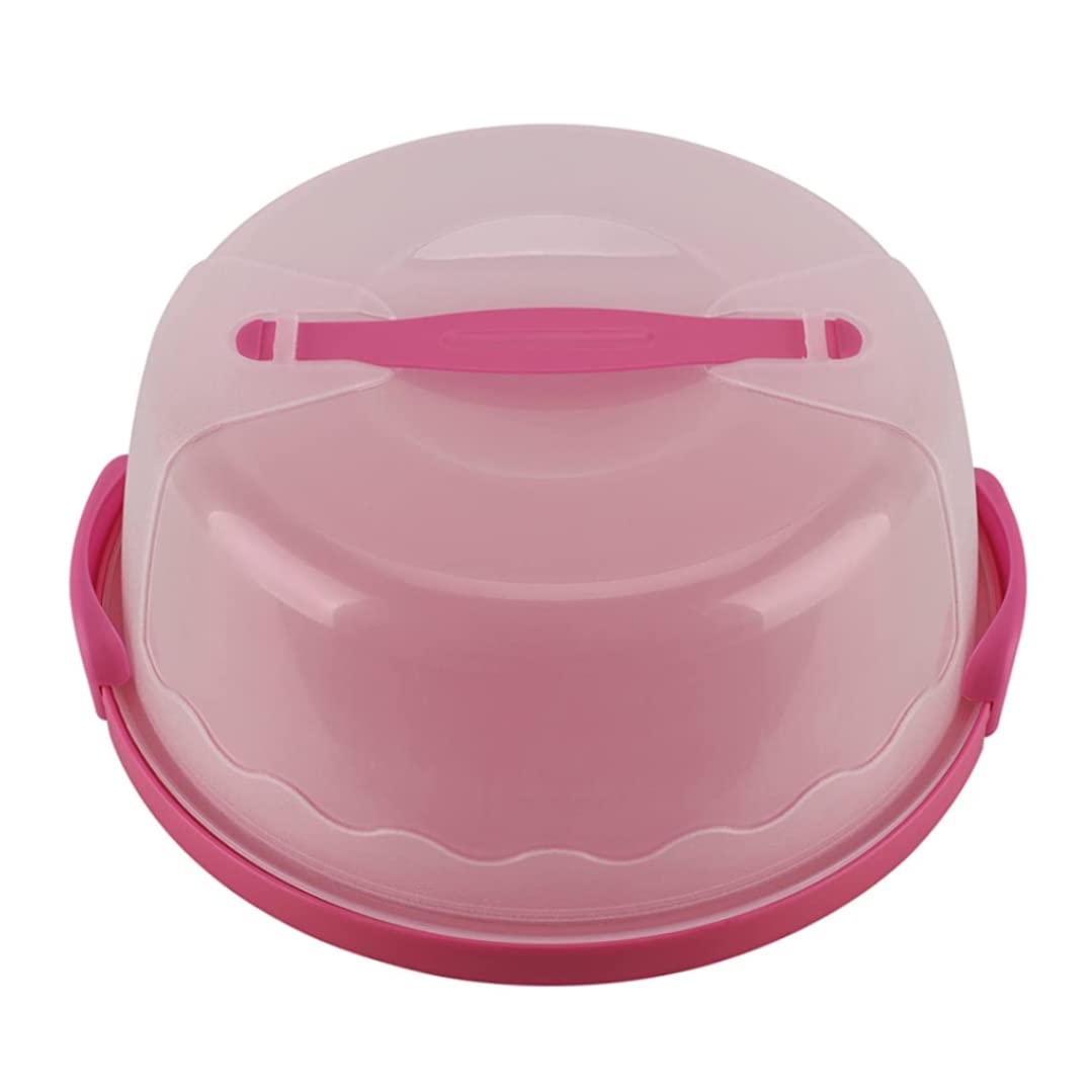 Tsawntd Cupcake Carrier, 8inch Translucent Dome Cake Storage Container for Transporting Cakes, Cupcakes, Cookies, Pies(Rose Red) Transporting Cakes tray 8inch Cupcake Carrier