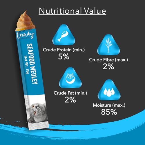 Image of Kitty YUMS Adult & Kitten Creamy Lickable Cat Treats 360g (15g x24 Pieces) | Seafood Medley Flavour | Rich in Protein | Taurine for Heart & Vision | Ideal for Training & Bonding | Promotes Hydration