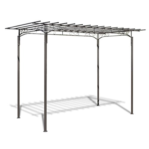 tidyard Pavillon Gartenpavillon Anbaupavillon Gartenlaube Gartenhaus Laube Pergola Terrassenüberdachung aus Stahl 190 x 320 cm Braun