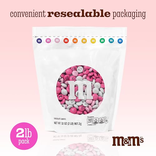 Image of M&M'S World It's A Girl Milk Chocolate Candy 2lb Bag with Pink and White M&M'S for Baby Girl Showers Gender Reveal Parties and Baby Celebration Favors