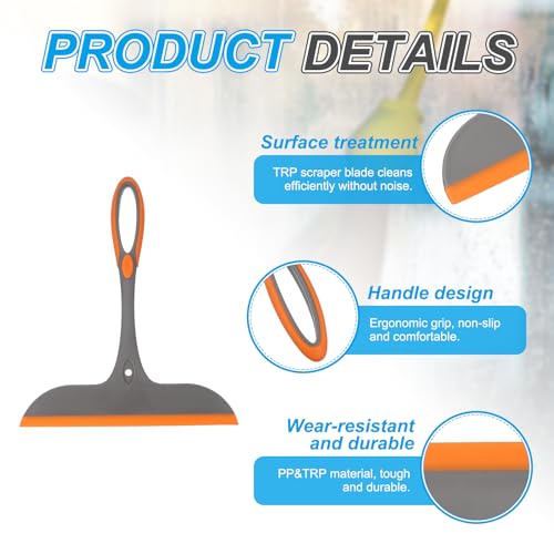 Image of PATIKIL 10 Inch Shower Squeegee for Glass Doors, 2PCS All-Purpose Shower Squeegee for Tile Shower Walls Window Car Windshield, Light Grey
